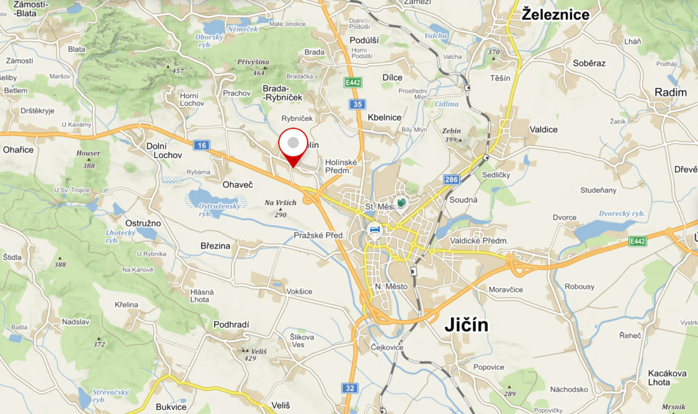 mapa ubytování Jičín